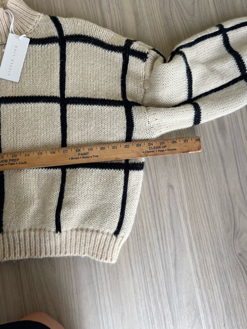 Little Líes Cream Windowpane Turtleneck Sweater with Black Grid - Picture 5 of 10